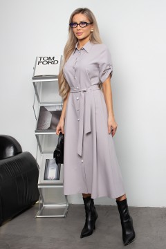 Платье длинное серое с поясом Кармелита №2 Valentina(фото4)