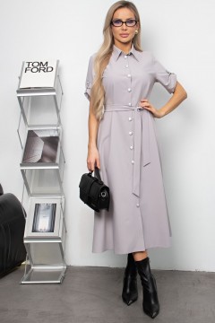 Платье длинное серое с поясом Кармелита №2 Valentina