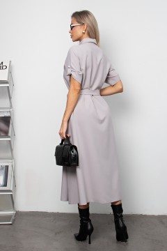 Платье длинное серое с поясом Кармелита №2 Valentina(фото5)