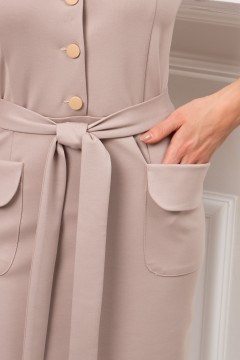 Платье трикотажное бежевое с поясом Бэлла №2 Valentina(фото5)