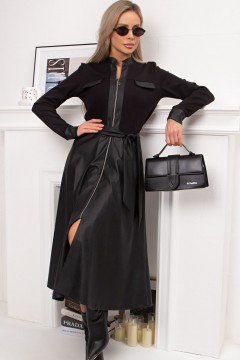 Платье чёрное комбинированное с поясом Джери №1 Valentina
