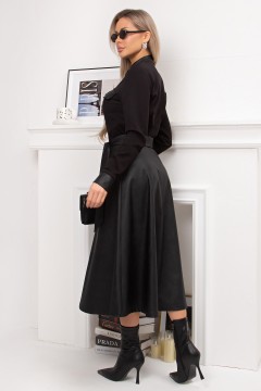 Платье чёрное комбинированное с поясом Джери №1 Valentina(фото6)