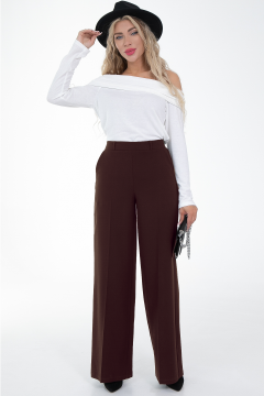 Брюки-палаццо шоколадного цвета с карманами Diolche(фото2)