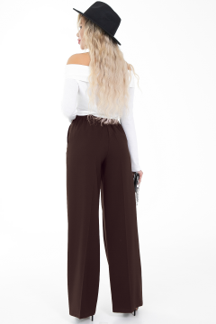 Брюки-палаццо шоколадного цвета с карманами Diolche(фото4)