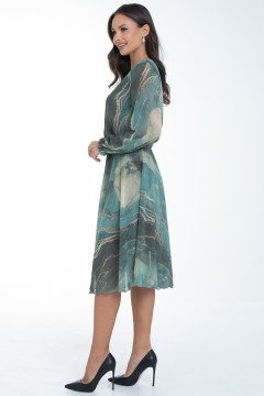 Платье шифоновое зелёное с принтом Diolche(фото5)