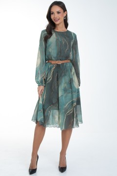 Платье шифоновое зелёное с принтом Diolche(фото2)