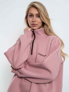 Свитшот на молнии из футера розового цвета Kosmos(фото3)
