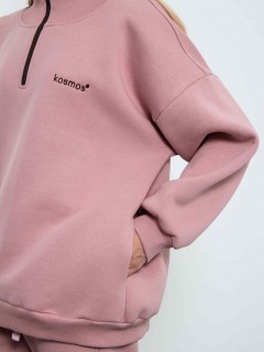 Свитшот на молнии из футера розового цвета Kosmos(фото6)