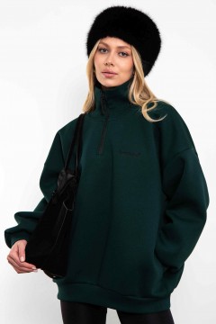 Свитшот на молнии из футера в цвете малахит Kosmos