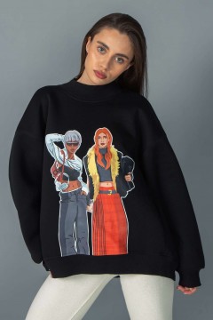 Свитшот оверсайз чёрный с принтом Kosmos