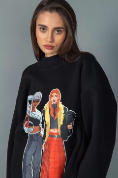 Свитшот оверсайз чёрный с принтом Kosmos(фото3)