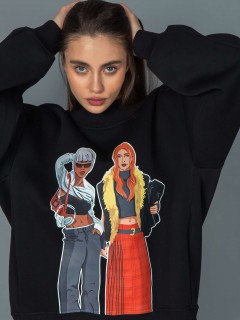 Свитшот оверсайз чёрный с принтом Kosmos(фото4)