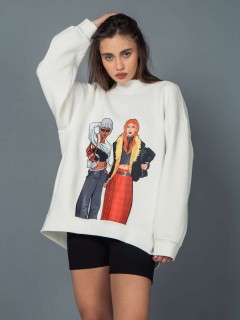 Свитшот оверсайз молочного цвета с принтом Kosmos(фото2)