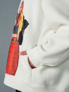 Свитшот оверсайз молочного цвета с принтом Kosmos(фото5)