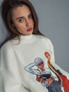 Свитшот оверсайз молочного цвета с принтом Kosmos(фото6)