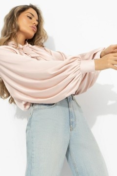 Блузка шёлковая бежевая с бантом Charutti(фото5)