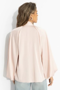 Блузка шёлковая бежевая с бантом Charutti(фото6)