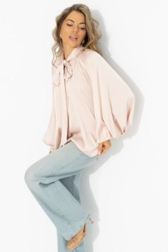 Блузка шёлковая бежевая с бантом Charutti(фото2)