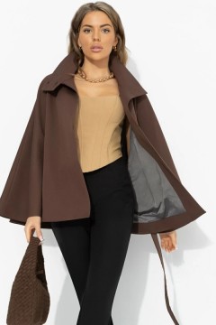 Жакет‑кейп коричневый с поясом Charutti(фото8)