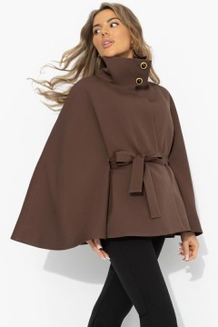 Жакет‑кейп коричневый с поясом Charutti(фото6)