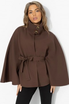 Жакет‑кейп коричневый с поясом Charutti