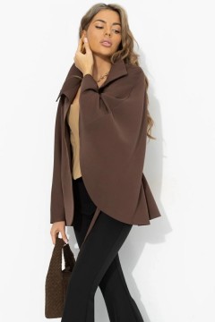 Жакет‑кейп коричневый с поясом Charutti(фото7)