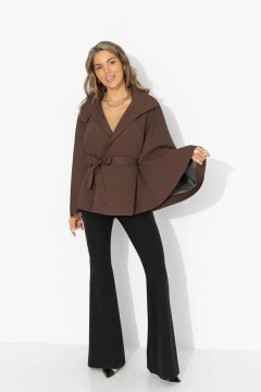 Жакет‑кейп коричневый с поясом Charutti(фото2)