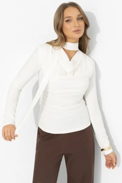 Лонгслив молочного цвета с креативным воротником Charutti(фото6)