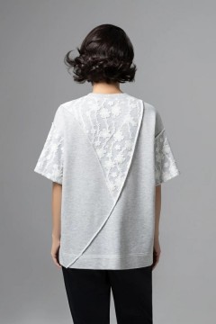 Футболка серая с кружевным декором Charutti(фото7)