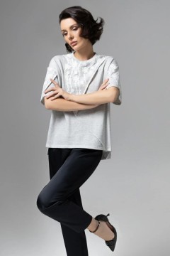 Футболка серая с кружевным декором Charutti(фото2)