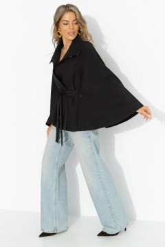 Жакет‑кейп чёрный с поясом Charutti(фото2)