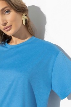 Футболка трикотажная голубая с отделкой из кружева Charutti(фото3)