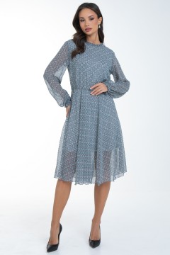 Платье шифоновое серо-голубое с принтом Diolche(фото4)