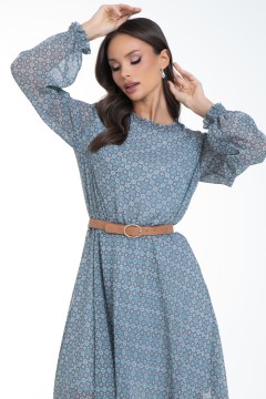 Платье шифоновое серо-голубое с принтом Diolche(фото3)