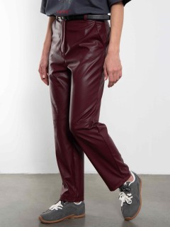 Брюки бордовые из экокожи с микроначёсом Kosmos(фото3)