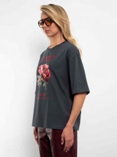 Футболка серая с цветочным принтом Kosmos(фото4)