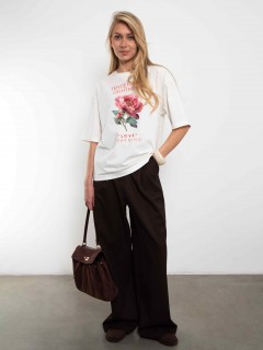 Футболка молочного цвета с цветочным принтом Kosmos(фото2)