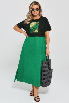 Платье комбинированное с разрезами по низу Dora