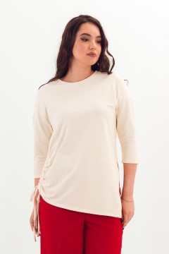 Туника молочного цвета из футера Braslava(фото3)