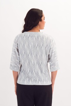 Джемпер трикотажный серо-молочного цвета с принтом Braslava(фото4)