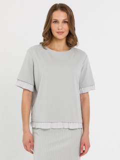 Футболка с эффектом многослойности в бледно-зелёном цвете Priz(фото5)