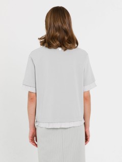 Футболка с эффектом многослойности в бледно-зелёном цвете Priz(фото6)