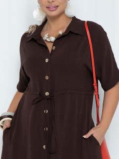 Платье длинное коричневое А-силуэта с карманами Agata(фото3)