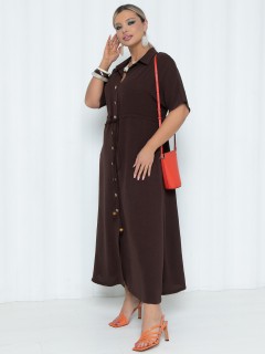 Платье длинное коричневое А-силуэта с карманами Agata(фото4)