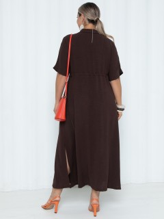 Платье длинное коричневое А-силуэта с карманами Agata(фото6)