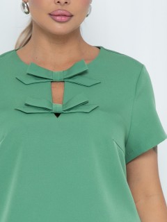 Платье А-силуэта зелёное с декором бантики Agata(фото3)