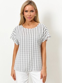 Блузка бело-чёрная с короткими рукавами Jetty(фото8)