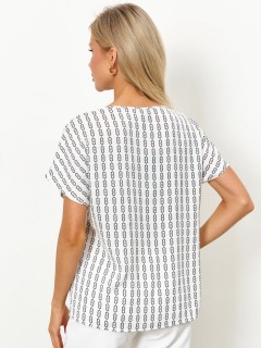 Блузка бело-чёрная с короткими рукавами Jetty(фото7)