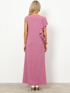 Платье длинное розовое с воланом Jetty(фото8)