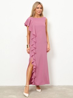 Платье длинное розовое с воланом Jetty(фото2)